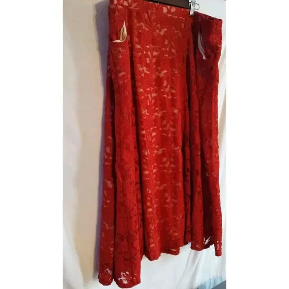 Red Lularoe Always Elegant Lace Skirt Sz 2X - Picture 3 of 8